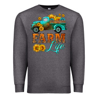 Charcoal Heather farm truck  farm life with sunflower Premium Sweatshirt - HRA Design Shop