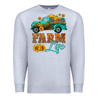 Heather Grey farm truck  farm life with sunflower Premium Sweatshirt - HRA Design Shop