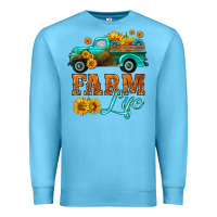 Ocean Blue farm truck  farm life with sunflower Premium Sweatshirt - HRA Design Shop