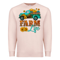 Pale Pink farm truck  farm life with sunflower Premium Sweatshirt - HRA Design Shop
