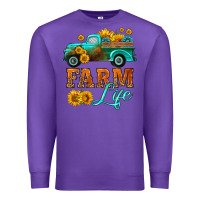 Purple farm truck  farm life with sunflower Premium Sweatshirt - HRA Design Shop