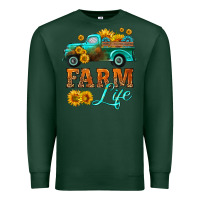 Sports Green farm truck  farm life with sunflower Premium Sweatshirt - HRA Design Shop
