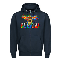 Navy bee kind autism Zipper Hoodie - Zillion Design Studio