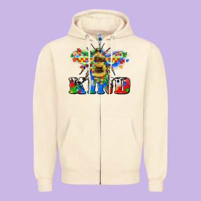 Bee Kind Autism Zipper Hoodie Designed By Zillion Design Studio