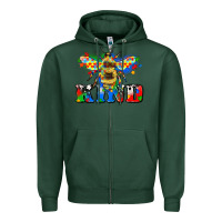 Sports Green bee kind autism Zipper Hoodie - Zillion Design Studio