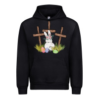 Black floral watercolor easter bunny cross Urban Hoodie - MaliasSmallBusiness