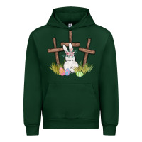 Forest Green floral watercolor easter bunny cross Urban Hoodie - MaliasSmallBusiness