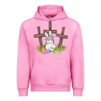 Fuchsia Pink floral watercolor easter bunny cross Urban Hoodie - MaliasSmallBusiness