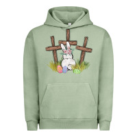 Pigment Oil Green floral watercolor easter bunny cross Urban Hoodie - MaliasSmallBusiness