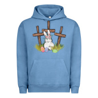 Pigment Pebble Blue floral watercolor easter bunny cross Urban Hoodie - MaliasSmallBusiness