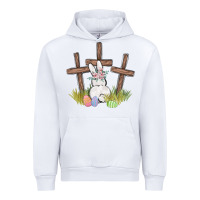 White floral watercolor easter bunny cross Urban Hoodie - MaliasSmallBusiness