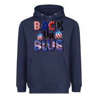 Navy Back the blue 4th of july Heavyweight Hoodie - CowGirlArtShop