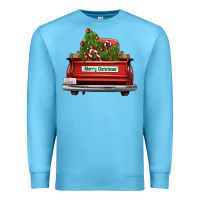 Ocean Blue Christmas trees truck Premium Sweatshirt - FaDigitalArtStudio