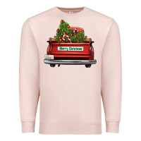 Pale Pink Christmas trees truck Premium Sweatshirt - FaDigitalArtStudio