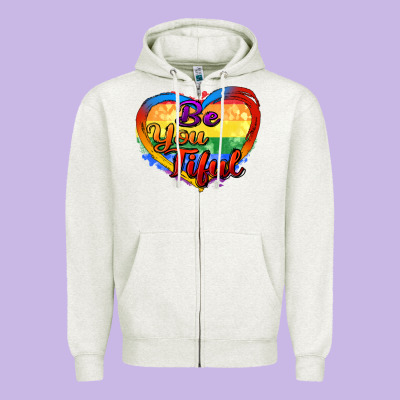 Be You Tiful Zipper Hoodie Designed By Zillion Design Studio