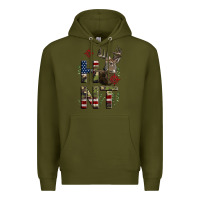 Army Green Deer Hunting Usa Flag Premium Hoodie - LillyAllenDesigns