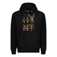 Black Deer Hunting Usa Flag Premium Hoodie - LillyAllenDesigns