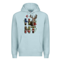 Blue Mist Deer Hunting Usa Flag Premium Hoodie - LillyAllenDesigns