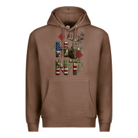 Chestnut Deer Hunting Usa Flag Premium Hoodie - LillyAllenDesigns