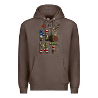 Coffee Deer Hunting Usa Flag Premium Hoodie - LillyAllenDesigns