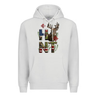 Dove Grey Deer Hunting Usa Flag Premium Hoodie - LillyAllenDesigns