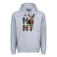 Heather Grey Deer Hunting Usa Flag Premium Hoodie - LillyAllenDesigns