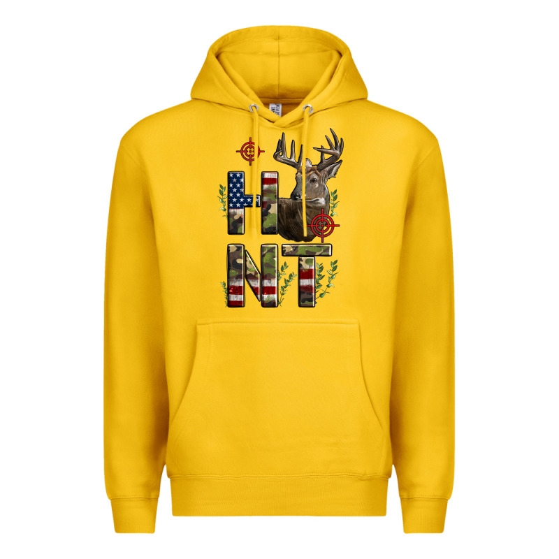 Deer Hunting Usa Flag Premium Hoodie by LillyAllenDesigns | Teevron