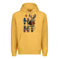 Mustard Deer Hunting Usa Flag Premium Hoodie - LillyAllenDesigns