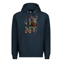 Navy Deer Hunting Usa Flag Premium Hoodie - LillyAllenDesigns