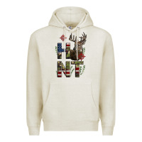 Oatmeal Heather Deer Hunting Usa Flag Premium Hoodie - LillyAllenDesigns