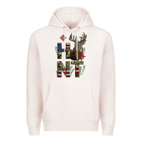 Pale Pink Deer Hunting Usa Flag Premium Hoodie - LillyAllenDesigns