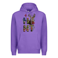 Purple Deer Hunting Usa Flag Premium Hoodie - LillyAllenDesigns