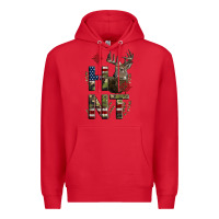 Red Deer Hunting Usa Flag Premium Hoodie - LillyAllenDesigns