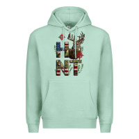 Seafoam Deer Hunting Usa Flag Premium Hoodie - LillyAllenDesigns