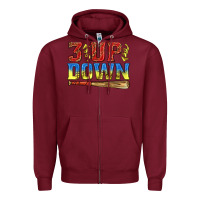 Burgundy 3 up 3 down softball Zipper Hoodie - texasbilliewilder