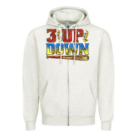 Oatmeal Heather 3 up 3 down softball Zipper Hoodie - texasbilliewilder