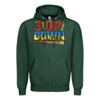 Sports Green 3 up 3 down softball Zipper Hoodie - texasbilliewilder