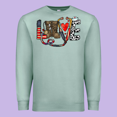 America Nurse Premium Sweatshirt Designed By Cowhidedigitalart