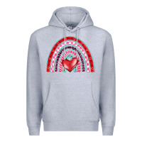 Heather Grey valentine's day rainbow Premium Hoodie - BarkalooDesign
