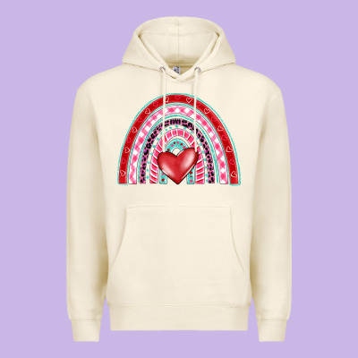 Valentine's Day Rainbow Premium Hoodie Designed By Barkaloodesign
