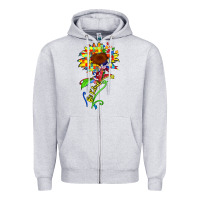 Heather Grey be kind autism sunflower Zipper Hoodie - Zillion Design Studio