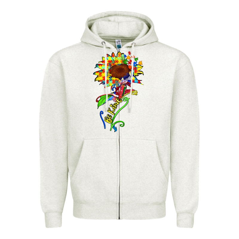 Be Kind Autism Sunflower Zipper Hoodie by Zillion Design Studio | Teevron