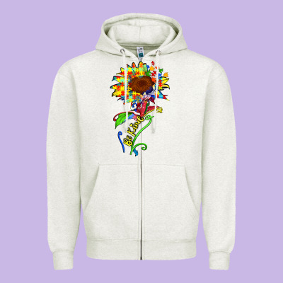 Be Kind Autism Sunflower Zipper Hoodie Designed By Zillion Design Studio