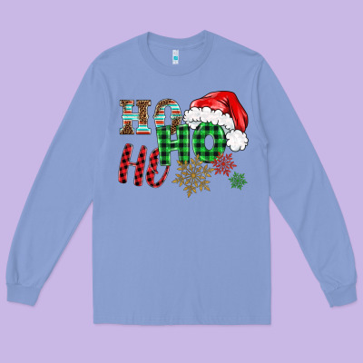 Ho Ho Ho Christmas Long Sleeve Tee Designed By Barkaloodesign