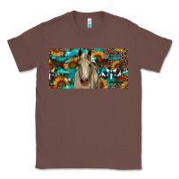 Chestnut Horse With Sunflowers Aztec And Cowhide Classic Tee - RanaPortraitStore