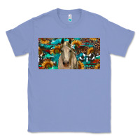 Colony Blue Horse With Sunflowers Aztec And Cowhide Classic Tee - RanaPortraitStore