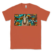 Copper Horse With Sunflowers Aztec And Cowhide Classic Tee - RanaPortraitStore