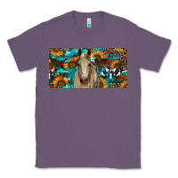 Lavender Horse With Sunflowers Aztec And Cowhide Classic Tee - RanaPortraitStore