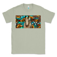 Matcha Horse With Sunflowers Aztec And Cowhide Classic Tee - RanaPortraitStore