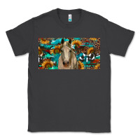 Smoke Horse With Sunflowers Aztec And Cowhide Classic Tee - RanaPortraitStore